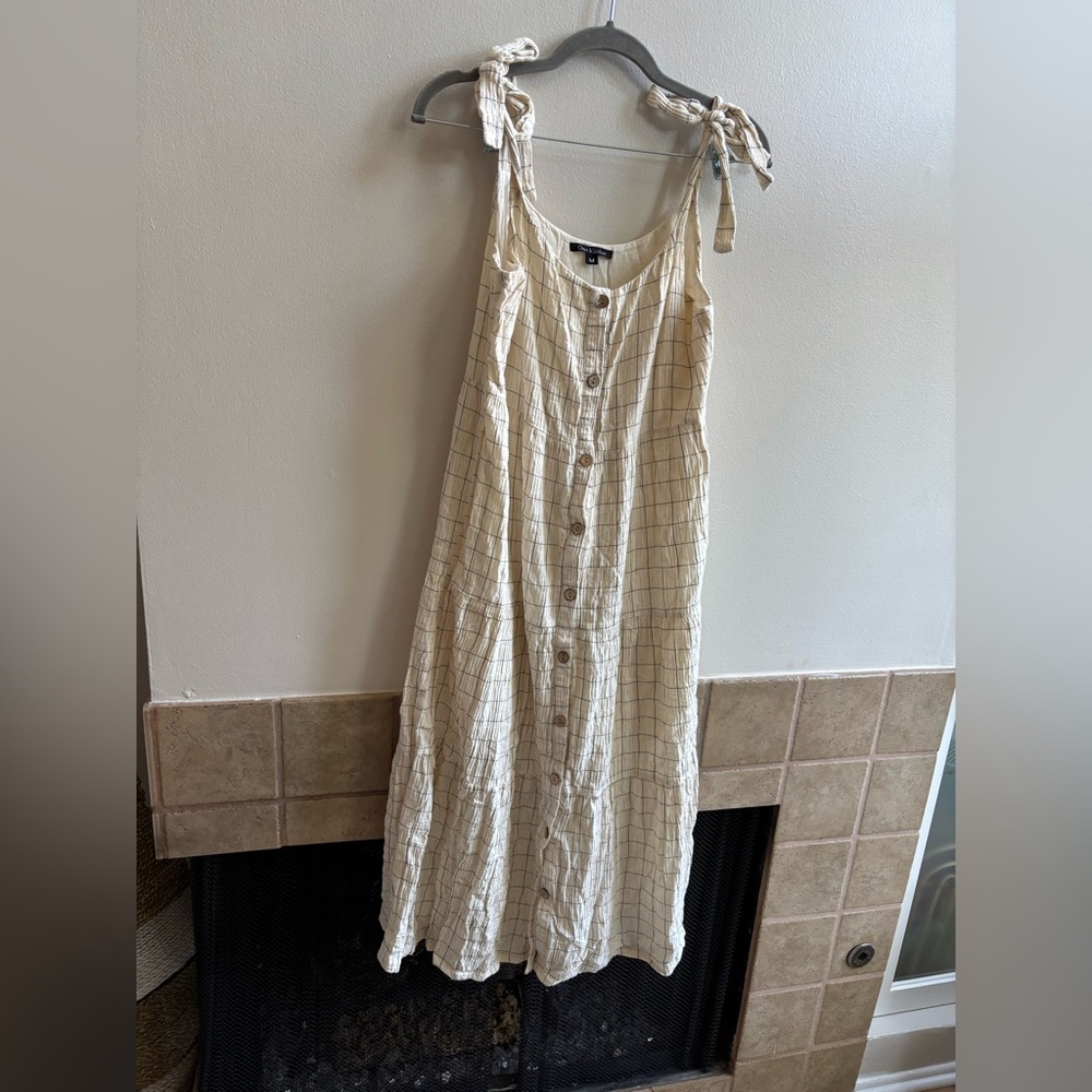Cream Checkered Women Dress